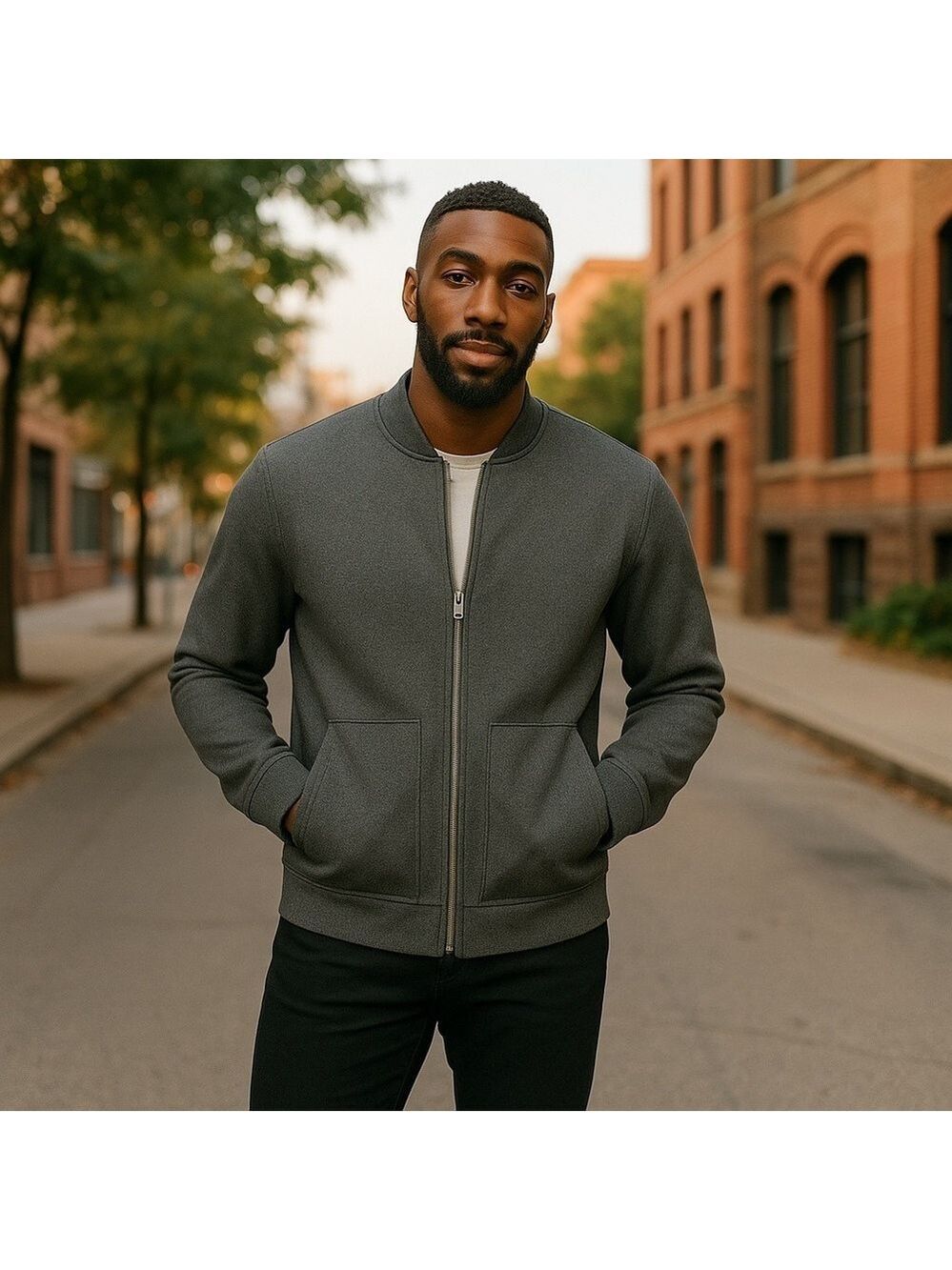 Lululemon Men’s City Sweat Full Zip Athletic Bomber Jacket Size Small Dark gray